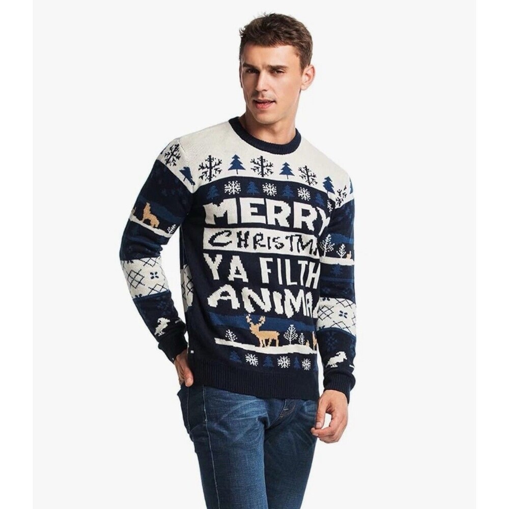 YOU LOOK UGLY TODAY Unisex Adult Ugly Christmas Sweater Pullover Filthy Animal S